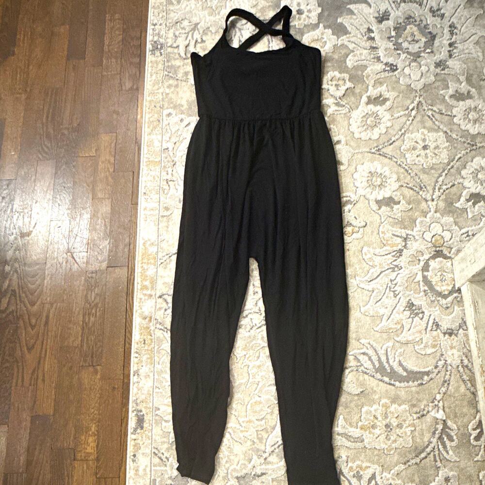 IMBODHI Women’s Plus 1X Black Sleeveless Stretch Knit Jumpsuit Pullover